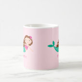 Schattigee zeemeermin grillig roze gepersonaliseer koffiemok (Center)