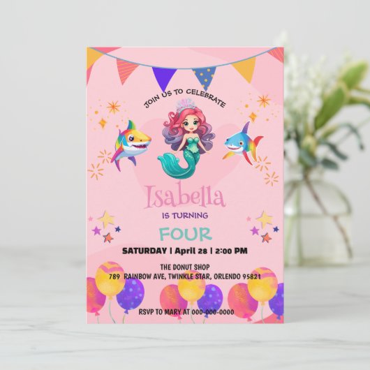 Schattigee Zeemeermin haai regenboog kleurrijke ve Kaart (Staand voorkant)