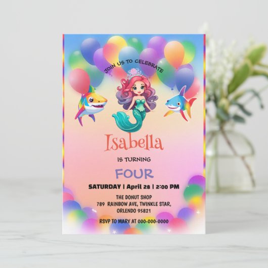 Schattigee Zeemeermin haai regenboog kleurrijke ve Kaart (Staand voorkant)