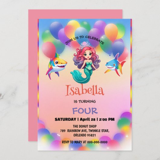 Schattigee Zeemeermin haai regenboog kleurrijke ve Kaart (Voorkant / Achterkant)