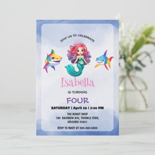 Schattigee Zeemeermin haai regenboog kleurrijke ve Kaart (Staand voorkant)