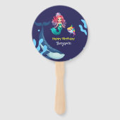 Schattigee Zeemeermin haai Walvis regenboog kleurr Handwaaier (Voorkant)