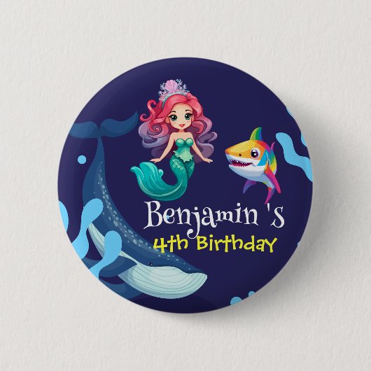 Schattigee Zeemeermin haai Walvis regenboog kleurr Ronde Button 5,7 Cm (Voorkant)