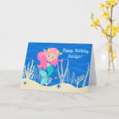 Schattigee Zeemeermin Happy Birthday Custom Kinder Kaart (Gele Bloem)