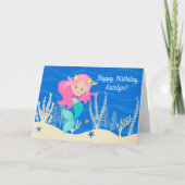 Schattigee Zeemeermin Happy Birthday Custom Kinder Kaart (Voorkant)