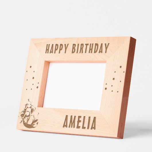 Schattigee zeemeermin Happy Birthday Girl Foto Gegraveerde Lijstjes (Links)