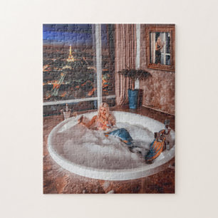 Schattigee zeemeermin in een hot tub legpuzzel