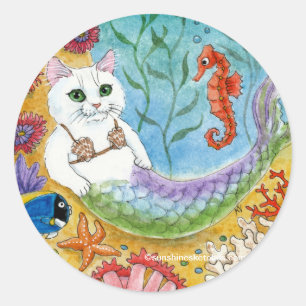 Schattigee zeemeermin kat onderwater sticker