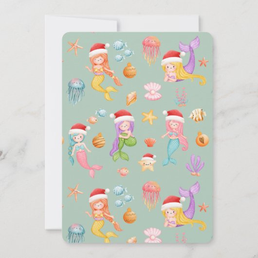 Schattigee zeemeermin kerstversiering uitwisseling kaart (Achterkant)