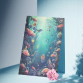 Schattigee zeemeermin Kind verjaardagsfeestje uitn Kaart