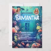 Schattigee zeemeermin Kind verjaardagsfeestje uitn Kaart (Voorkant)