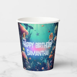 Schattigee zeemeermin Kind verjaardagsfeestje uitn Papieren Bekers