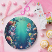 Schattigee zeemeermin Kind verjaardagsfeestje uitn Papieren Bordje (Feest)