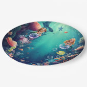 Schattigee zeemeermin Kind verjaardagsfeestje uitn Papieren Bordje (Gekanteld)