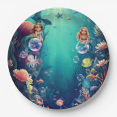 Schattigee zeemeermin Kind verjaardagsfeestje uitn Papieren Bordje (Voorkant)