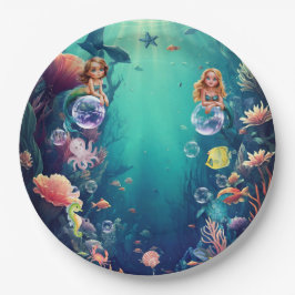 Schattigee zeemeermin Kind verjaardagsfeestje uitn Papieren Bordje