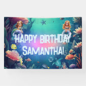 Schattigee zeemeermin Kind verjaardagsfeestje uitn Spandoek (Horizontaal)