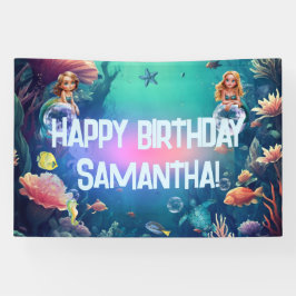 Schattigee zeemeermin Kind verjaardagsfeestje uitn Spandoek