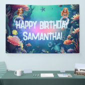 Schattigee zeemeermin Kind verjaardagsfeestje uitn Spandoek (Beurs)