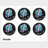 Schattigee zeemeermin kinder naamlabels ronde sticker (Vel)