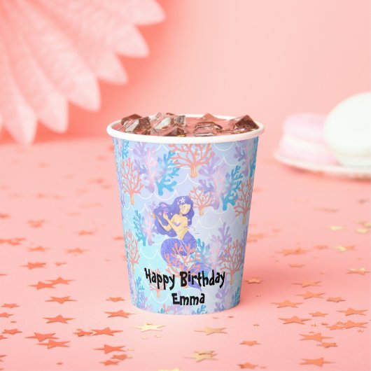 Schattigee zeemeermin kleurrijke koraalvis zee Ver Papieren Bekers (Insitu)