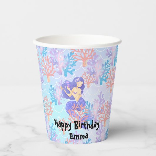 Schattigee zeemeermin kleurrijke koraalvis zee Ver Papieren Bekers (Voorkant)