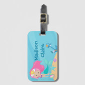 Schattigee Zeemeermin Meisje Custom Beach Kinder Bagagelabel (Voorkant (verticaal))