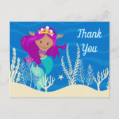 Schattigee Zeemeermin Meisje Custom Kinder Dank u Briefkaart (Voorkant)