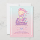 Schattigee zeemeermin meisje ombre verjaardagsfees kaart (Voorkant)