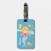 Schattigee zeemeermin meisje onder het Zee geperso Bagagelabel (Achterkant verticaal)