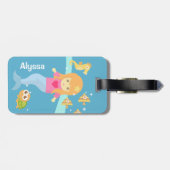 Schattigee zeemeermin meisje onder het Zee geperso Bagagelabel (Achterkant horizontaal)