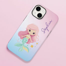 Schattigee zeemeermin meisjes gepersonaliseerd Case-Mate iPhone 14 hoesje