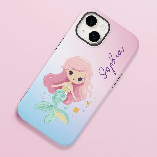 Schattigee zeemeermin meisjes gepersonaliseerd Case-Mate iPhone case