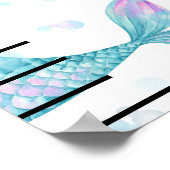 Schattigee Zeemeermin Meisjes Gepersonaliseerde Mu Poster (Hoek)