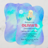 Schattigee Zeemeermin Meisjes Verjaardag Blauwe W Kaart (Voorkant / Achterkant)