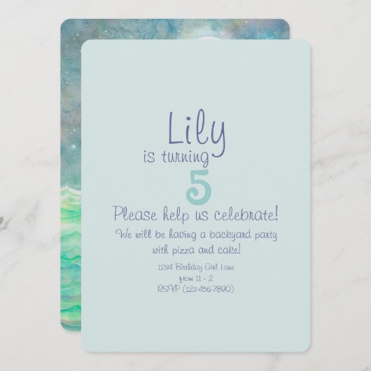 Schattigee zeemeermin meisjes verjaardagsfeestje u kaart (Voorkant / Achterkant)