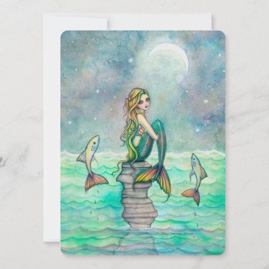 Schattigee zeemeermin meisjes verjaardagsfeestje u kaart (Achterkant)