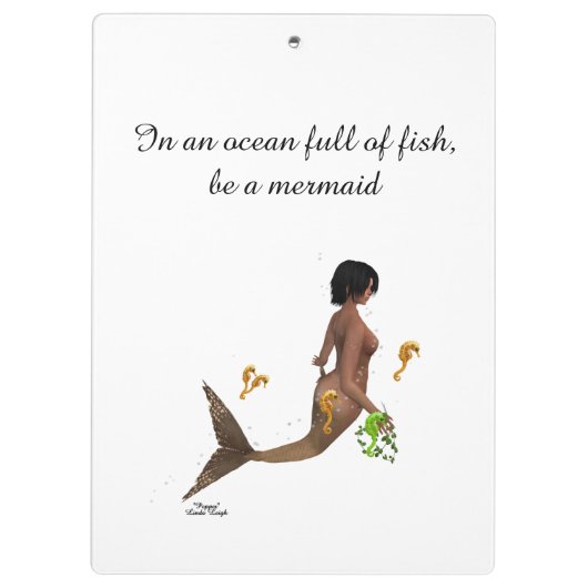 Schattigee zeemeermin met zeepaardjes klembord (Achterkant)