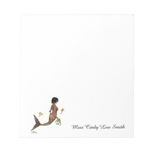 Schattigee zeemeermin met zeepaardjes Notitieblok (Voorkant)