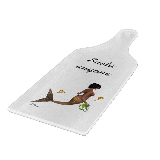 Schattigee zeemeermin met zeepaardjes peddel snijp snijplank (Hoek)