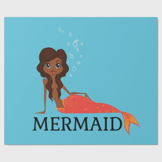 Schattigee zeemeermin (mooie zwarte meid) cadeaupapier (Vlak)