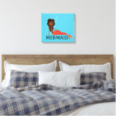 Schattigee zeemeermin (mooie zwarte meid) canvas afdruk (Insitu (Slaapkamer))