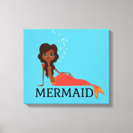 Schattigee zeemeermin (mooie zwarte meid) canvas afdruk