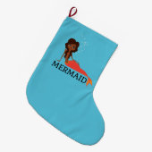 Schattigee zeemeermin (mooie zwarte meid) grote kerstsok (Voorkant (Hangend))