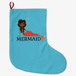 Schattigee zeemeermin (mooie zwarte meid) grote kerstsok