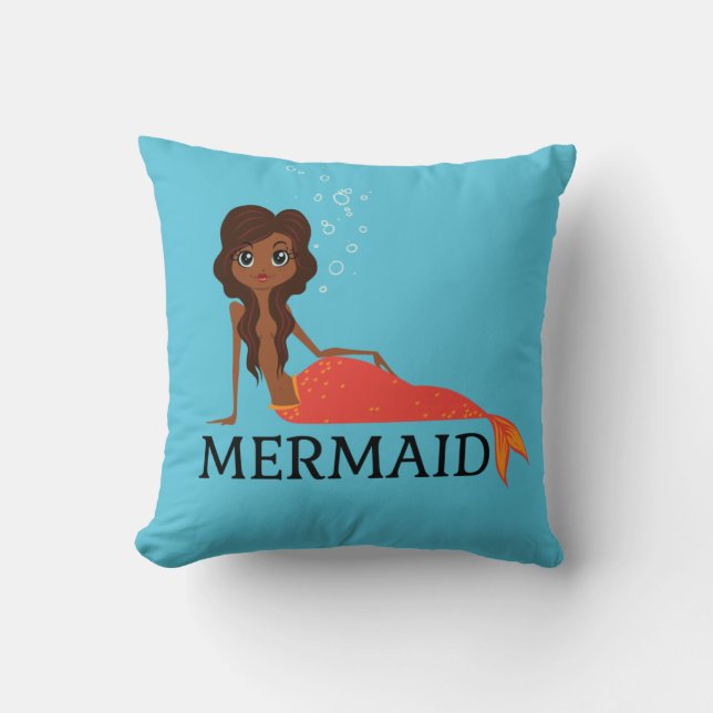 Schattigee zeemeermin (mooie zwarte meid) kussen (Voorkant)