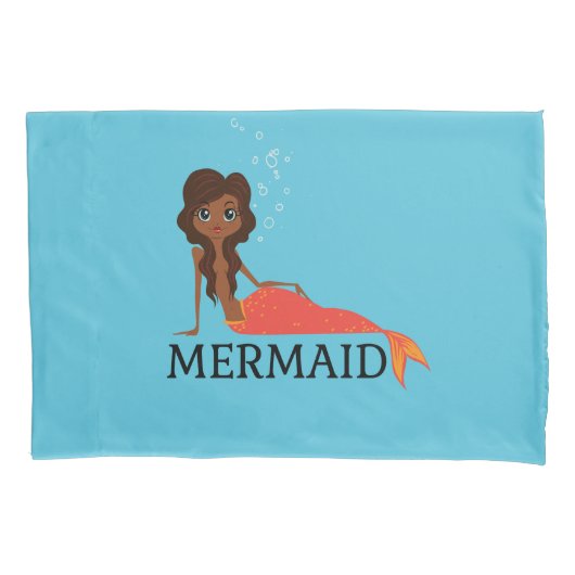 Schattigee zeemeermin (mooie zwarte meid) kussensloop (Voorkant-Links)