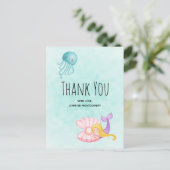 Schattigee Zeemeermin onder de Zee Waterverf Dank  Briefkaart (Staand voorkant)