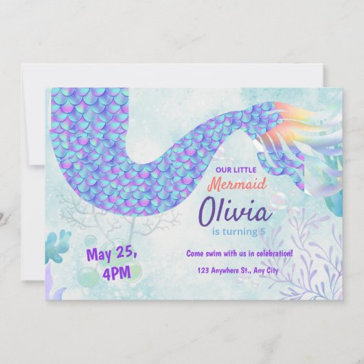 Schattigee zeemeermin onder het zee magische verja kaart (Voorkant)