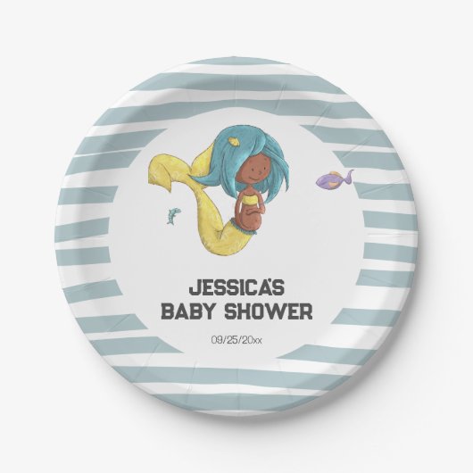 Schattigee zeemeermin onder het Zee Papieren Bordje (Voorkant)